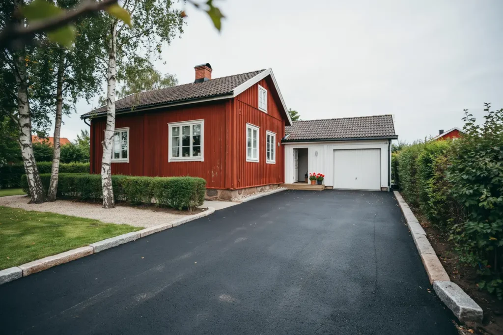 asfalt p uppfarten s f r villa gare en slitstark snygg och l ttsk tt yta